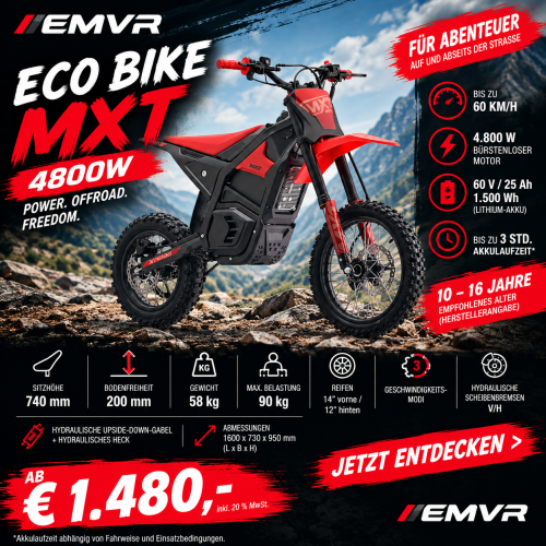 Preview: E-Cross Bike MXT 4800W 60V 14/12"